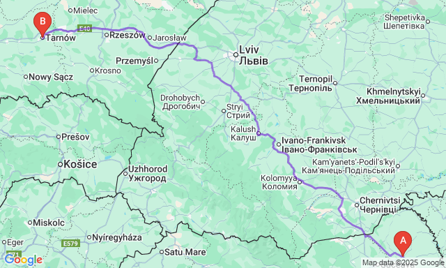 Карта маршруту Ботошані - Тарнув