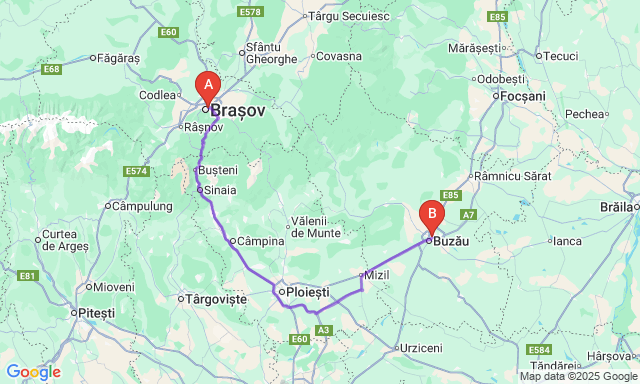 Route map Braşov - Buzău