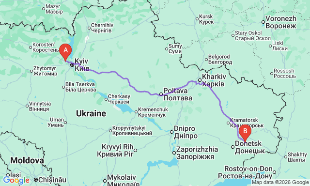 Карта маршрута Буча - Кировское