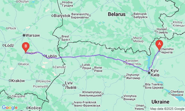 Карта маршруту Чернігів - Радом