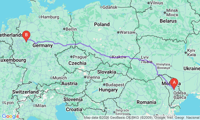 Route map Chișinău - Arnsberg