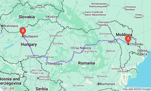 Карта маршруту Chisinau - Будапешт