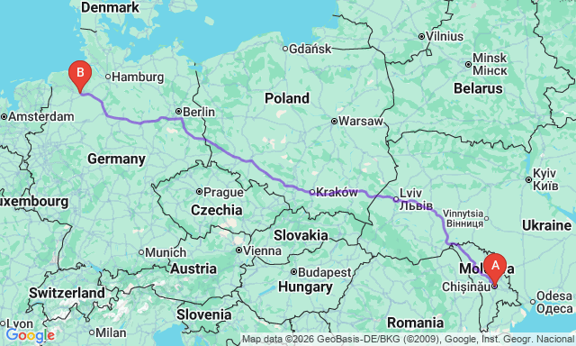 Route map Chișinău - Delmenhorst
