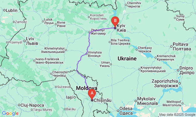 Карта маршруту Chisinau - Київ