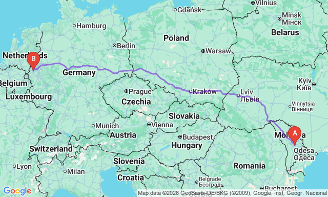 Route map Chișinău - Mönchengladbach