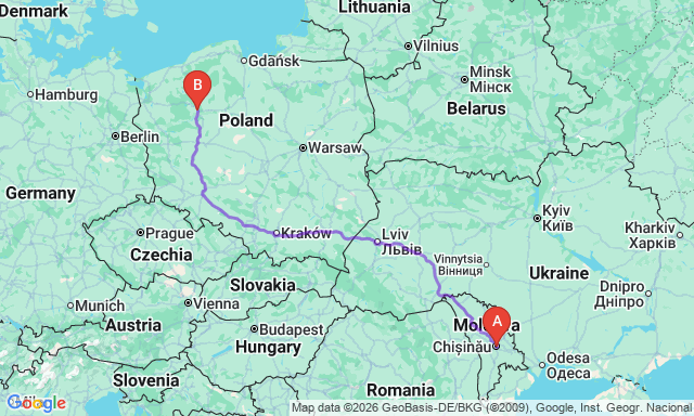 Карта маршрута Кишинёв - Пилы