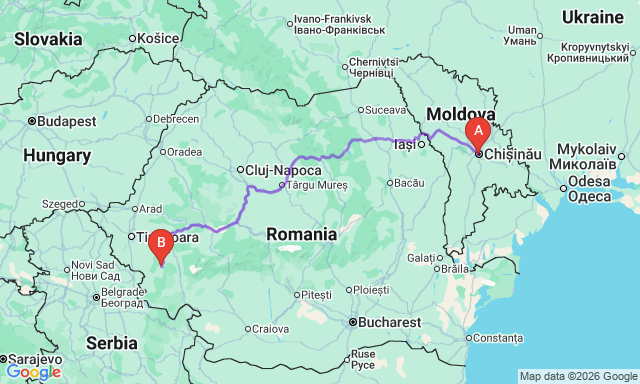 Карта маршруту Кишинів - Решица