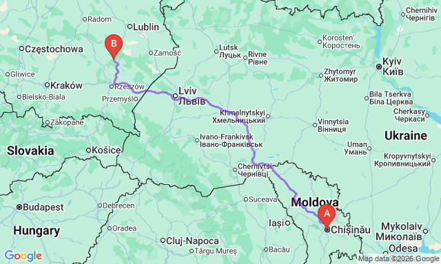 Route map Chișinău - Stalowa Wola