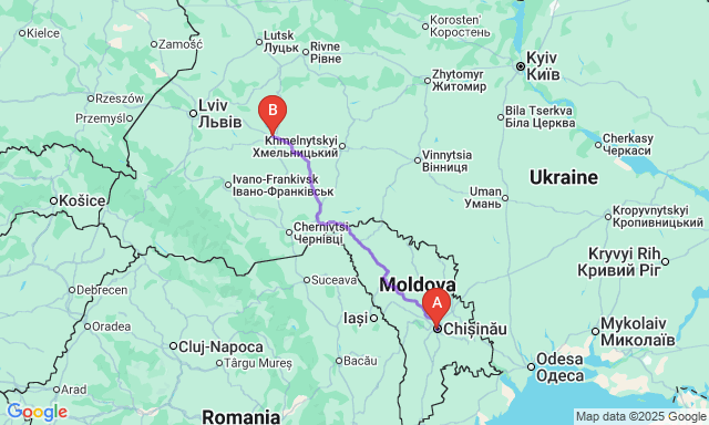 Карта маршруту Кишинів - Тернопіль