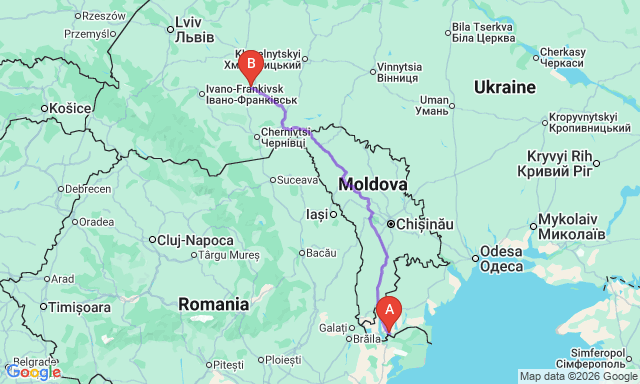 Route map Chortkiv - Izmail