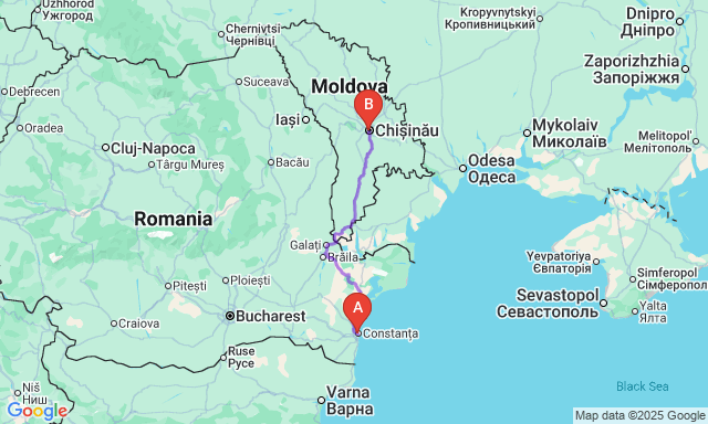 Карта маршруту Констанца - Кишинів