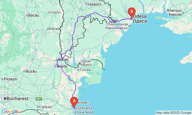 Карта маршруту Констанца - Одеса