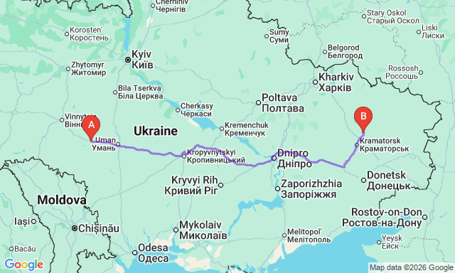 Route map Haisyn - Lyman