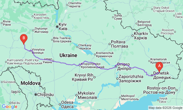 Карта маршруту Хрестівка - Хмільник
