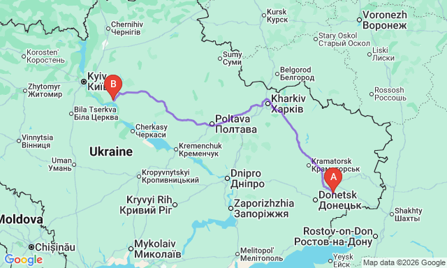 Карта маршруту Хрестівка - Переяслав