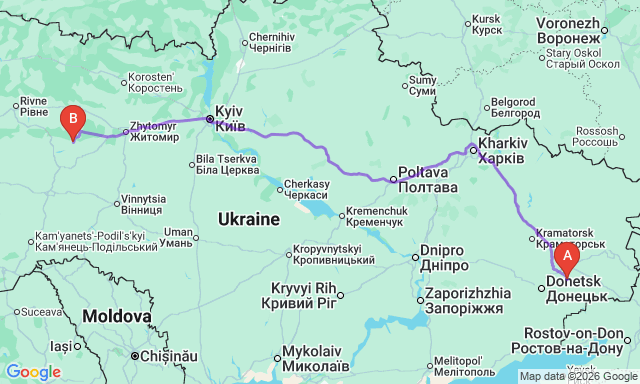 Карта маршрута Кировское - Полонное
