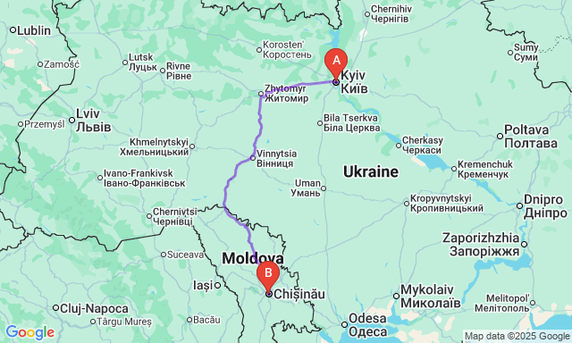 Карта маршруту Київ - Chisinau