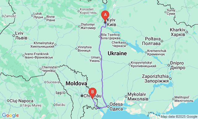 Карта маршруту Київ - Tiraspol