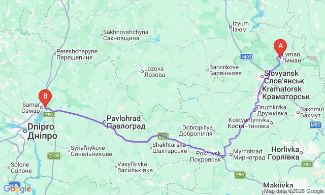 Route map Lyman - Samar