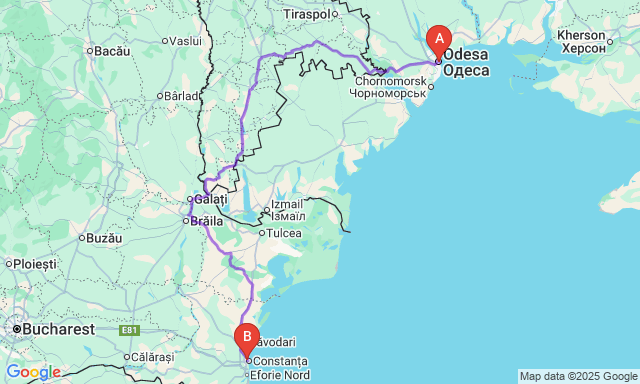 Карта маршруту Одеса - Констанца