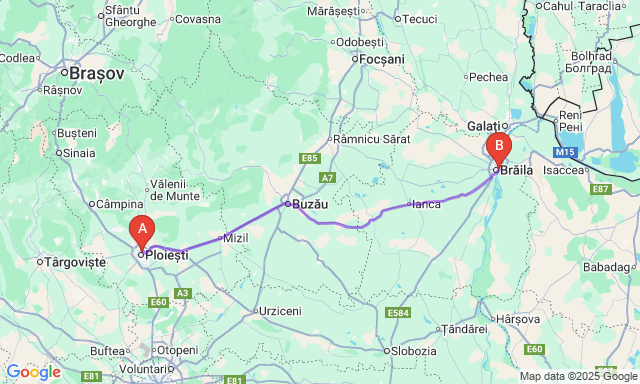 Route map Ploieşti - Brăila