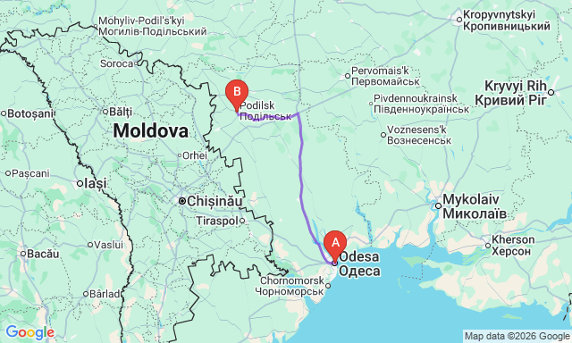 Карта маршрута Подольск - Одесса
