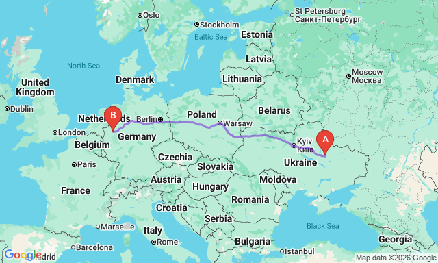 Карта маршрута Полтава - Кастроп-Рауксель