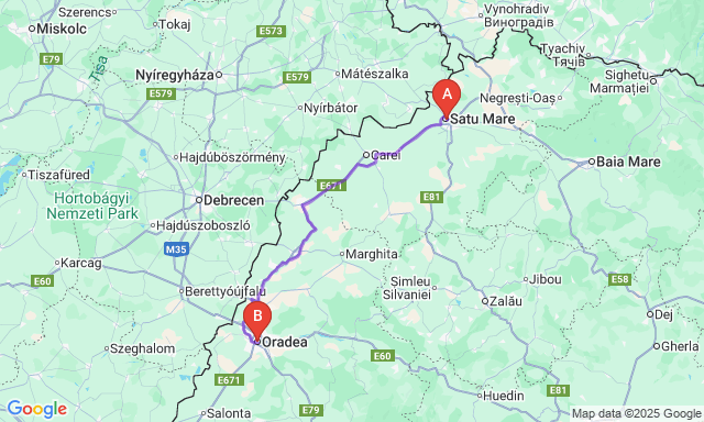 Route map Satu Mare - Oradea