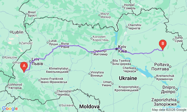 Карта маршруту Стебник - Гадяч