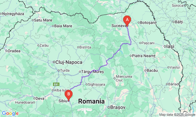 Карта маршруту Suceava - Sibiu