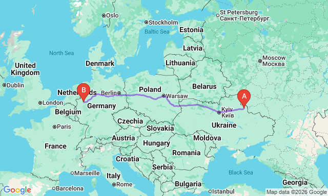 Route map Sumy - Castrop-Rauxel