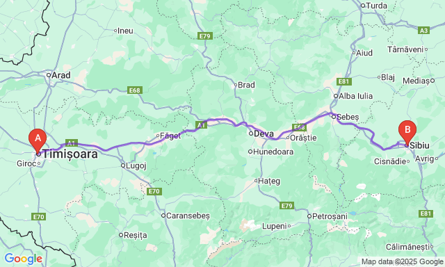 Карта маршруту Тімішоара - Sibiu
