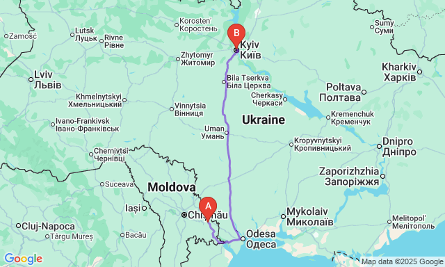 Карта маршруту Tiraspol - Київ